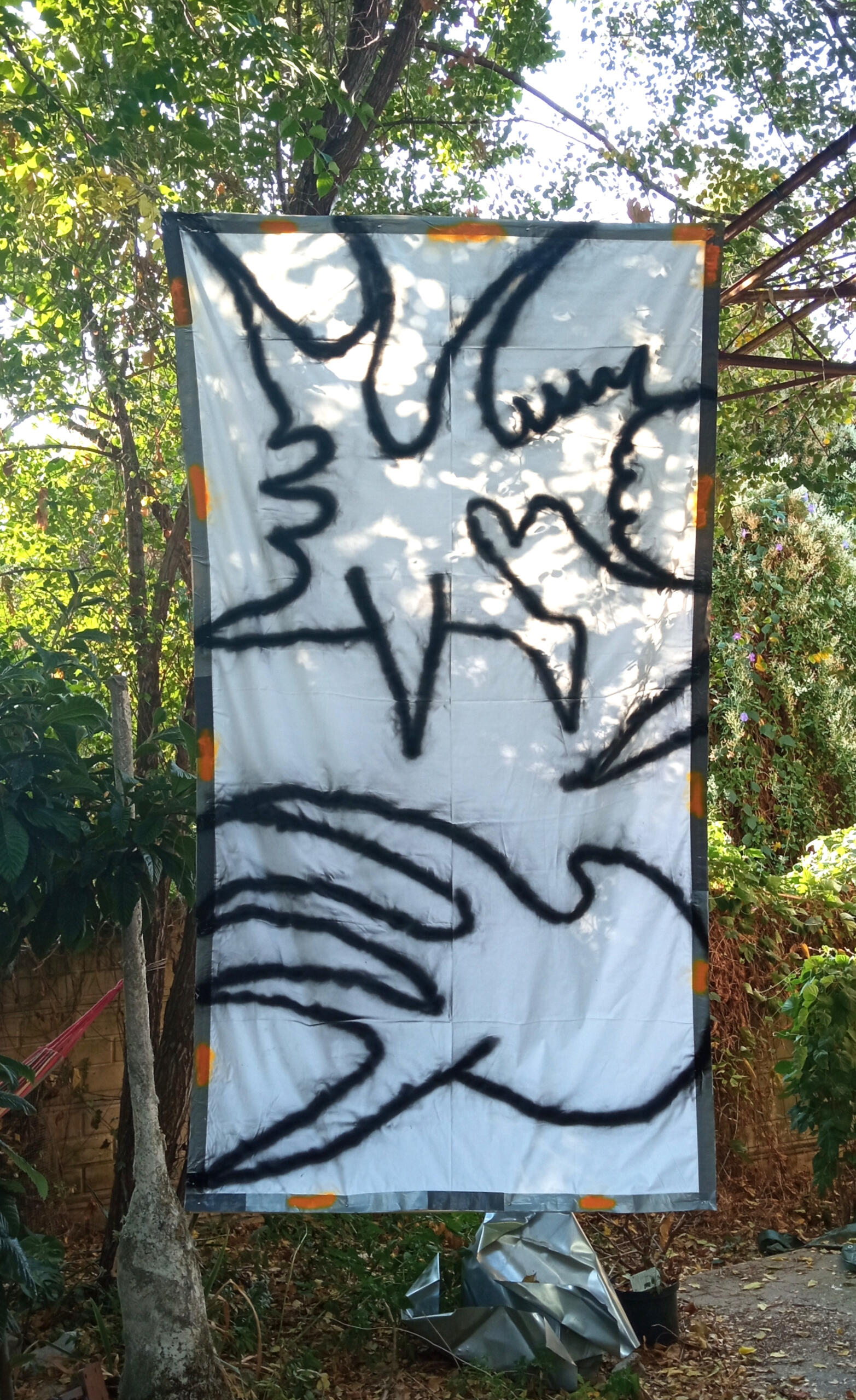 "Il Drago" spray paint + duct tape on canvas 150x170cm 2023